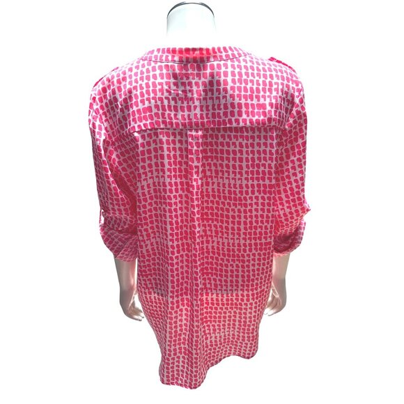 Collective Concepts Medium Pink White Hearts Patterned Blouse Long Sleeve All Po - Picture 3 of 7
